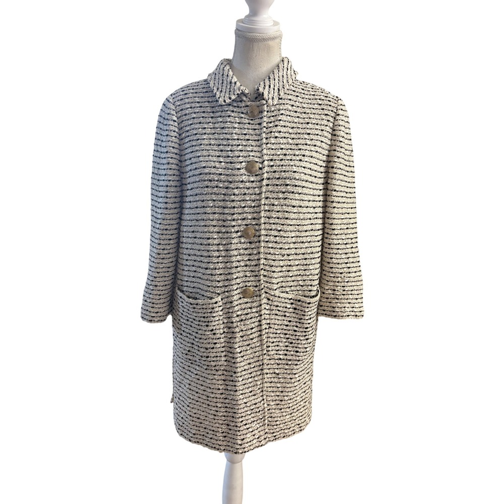 St John Tweed Long Coat Size 8 Wool Blend